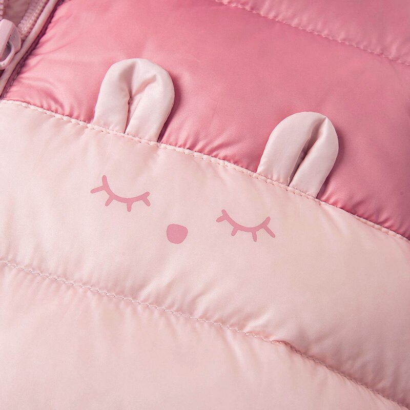 winter baby girls down cartoon coat zipper hooded outerwear