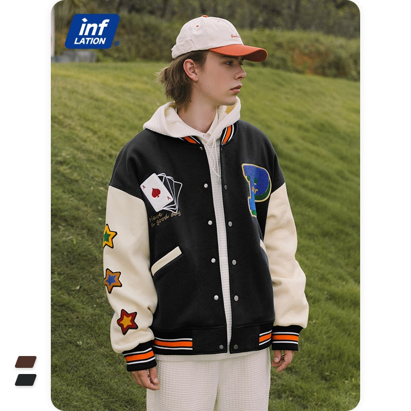 Streetwear Vintage Baseball Jacket Men High Quality Towel Embroidery