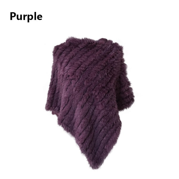 Real Fur Knitted Natural Fur Poncho Vest Fashion Wrap Coat Shawl