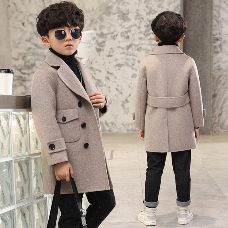 Kids Winter Jacket Grey Boys Woolen Cotton Padded Clothes Autum