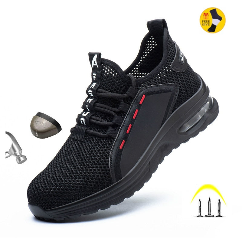Work Shoes Hollow Breathable Steel Toe Boots Lightweight Safety Work Shoes