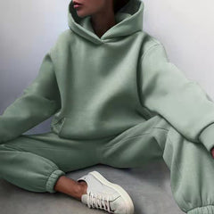 Women Tracksuit Suit Autumn Fashion Warm Hoodie Sweatshirts Two Pieces