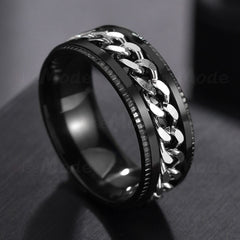 Cool Stainless Steel Rotatable Men Couple Ring High Quality Spinner Chain Rotable