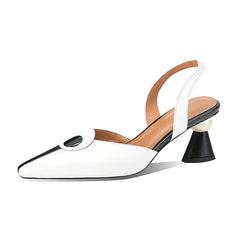 Pointed Women Sandals Spring Summer Mid Heel Hollow Shoes