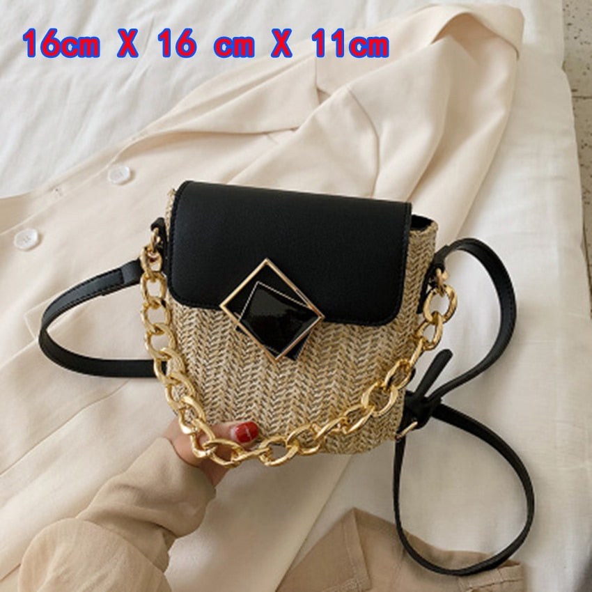 Small Straw Bucket Bags For Women Summer Crossbody Bags Lady Travel