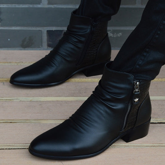 Fashion Ankle Boots Men High Top Zip Suit Shoes Black Dress Boots Autumn Shoes Men