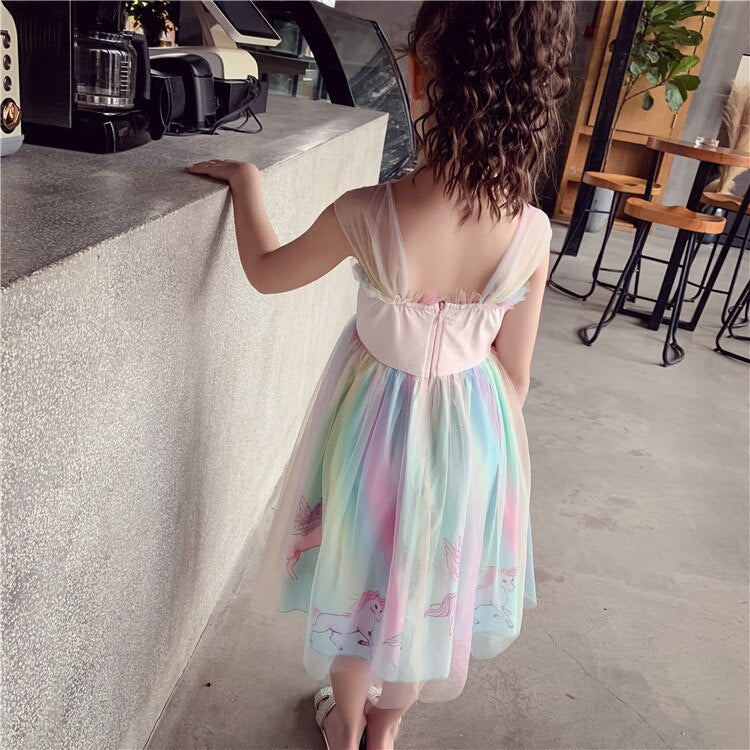 Girls Dress Children Clothing Dream Rainbow Chiffon Hanfu Classical Elegant