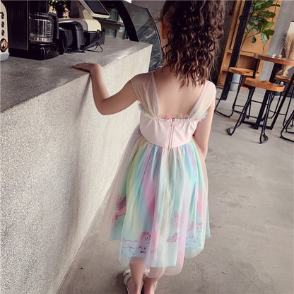 Girls Dress Children Clothing Dream Rainbow Chiffon Hanfu Classical Elegant