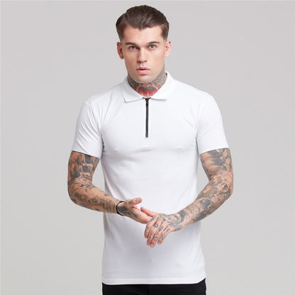 Mens Summer Solid Polo Shirt Short Sleeve Slim Fit Polos Fashion Streetwear