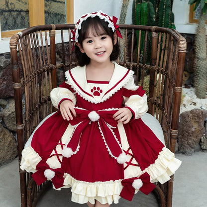 Kids Dress for Girls Baby Autumn Winter Lolita Girl Kawaii Wedding Dress Girl