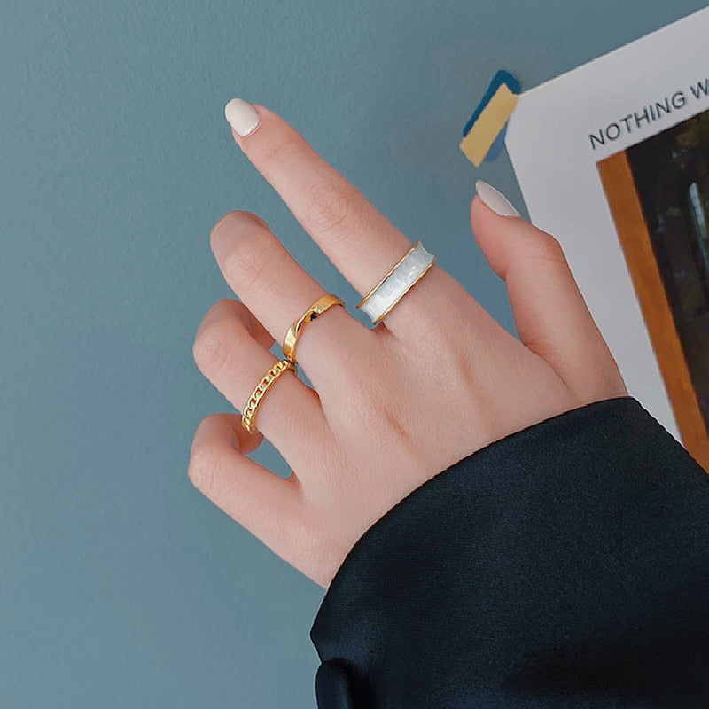 Punk Metal Geometry Circular Punk Rings Set Opening Index Finger