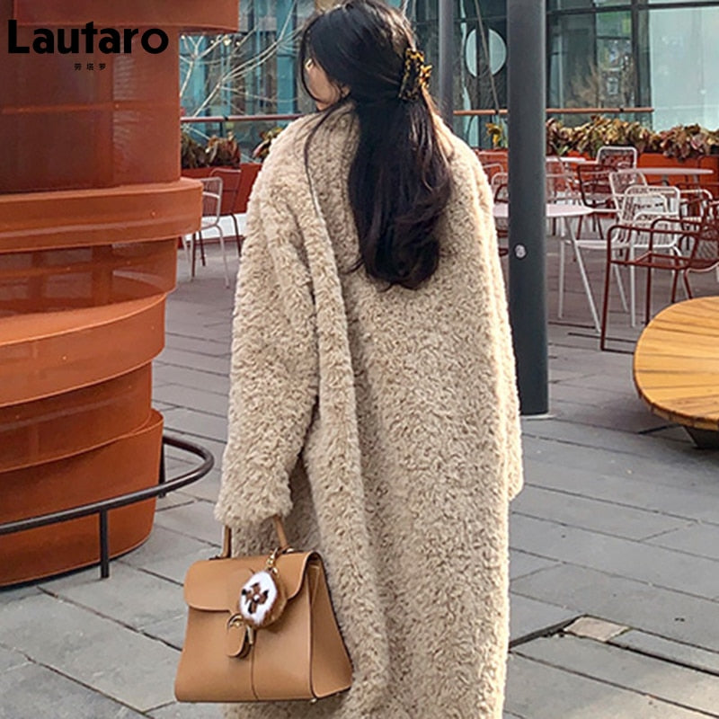 Lautaro Winter Long Oversized Shaggy Fuzzy Warm Thick Fluffy Faux Fur Coat