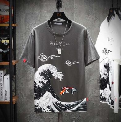 Japan Style Men T-Shirt Fashion Streetwear Black Hip Hop