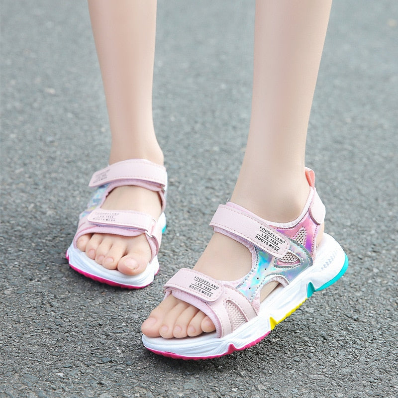Fashion Girls Sandals Rainbow Sole Children's Beach Shoes