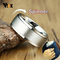 Vnox 6/8mm Spinner Ring for Men Stress Release Accessory Classic Stainless