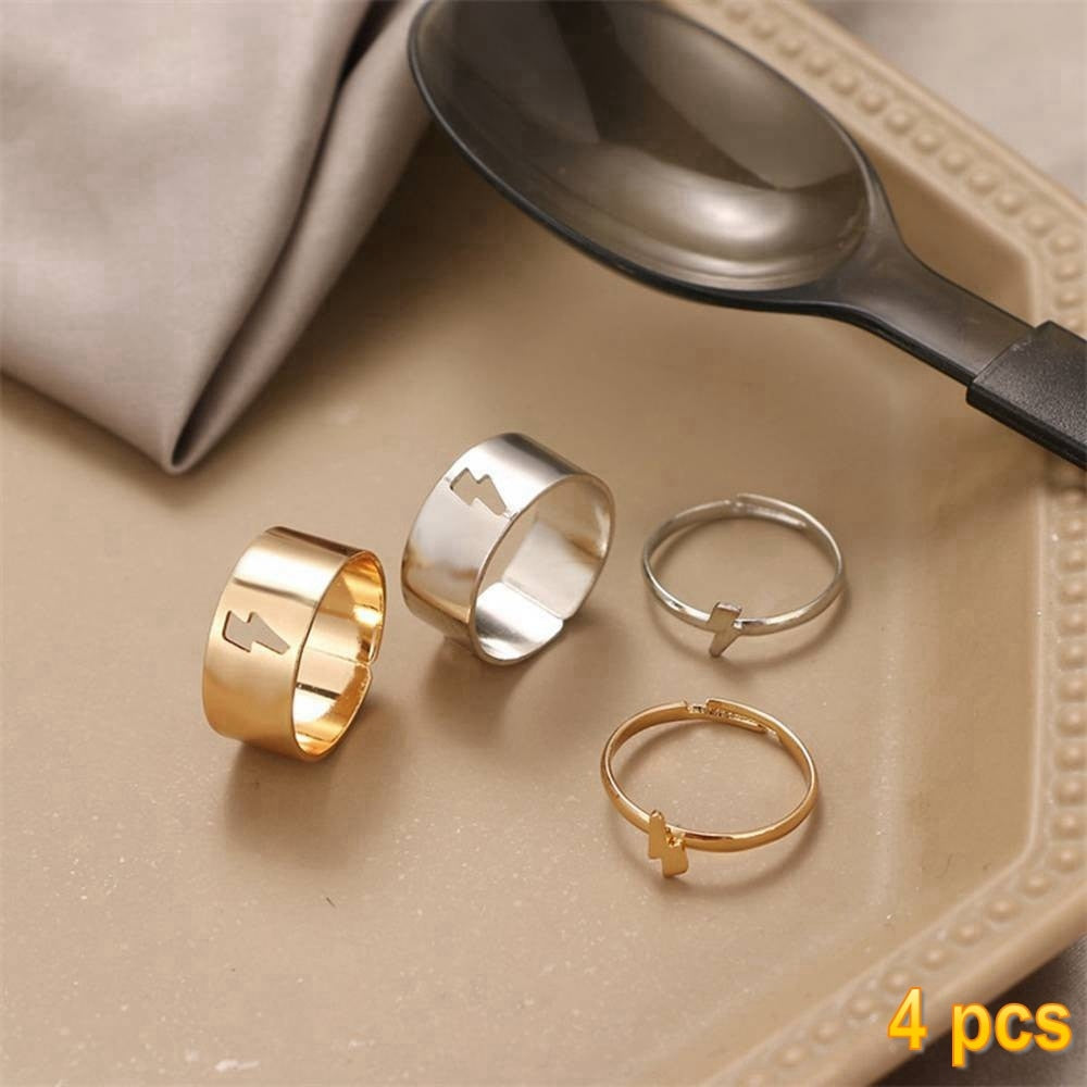 Trendy Gold Butterfly Rings For Women Men Lover Couple Rings Set