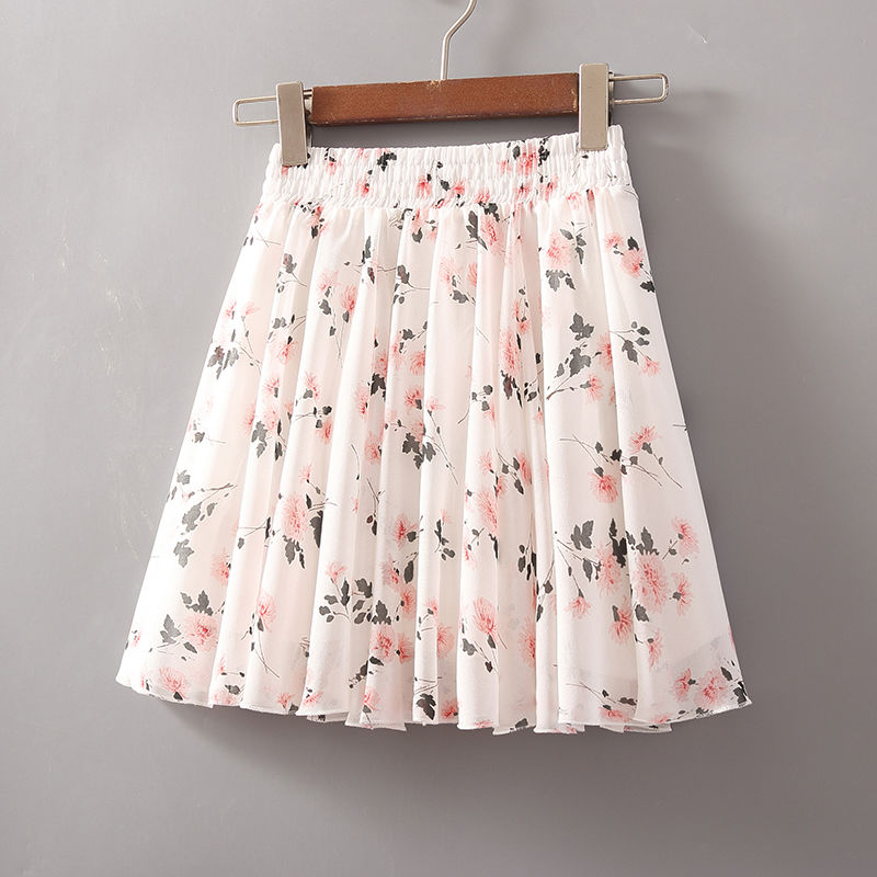 summer big swing skirt high waist chiffon A-line short skirt umbrella skirt