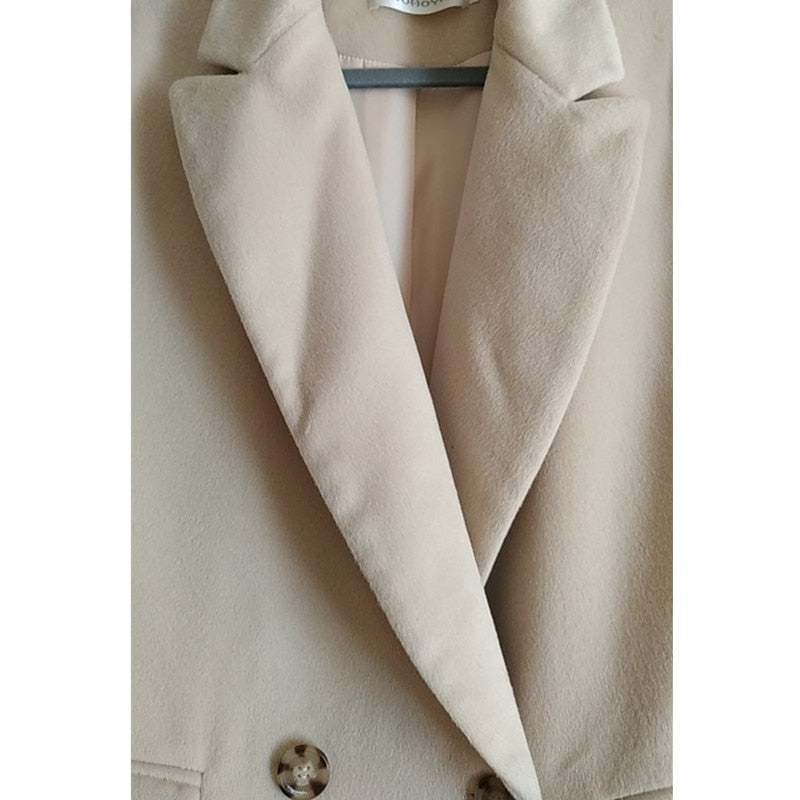 Women Winter Coat Wool Double breasted cashmere Vintage Elegant jacket Fashion