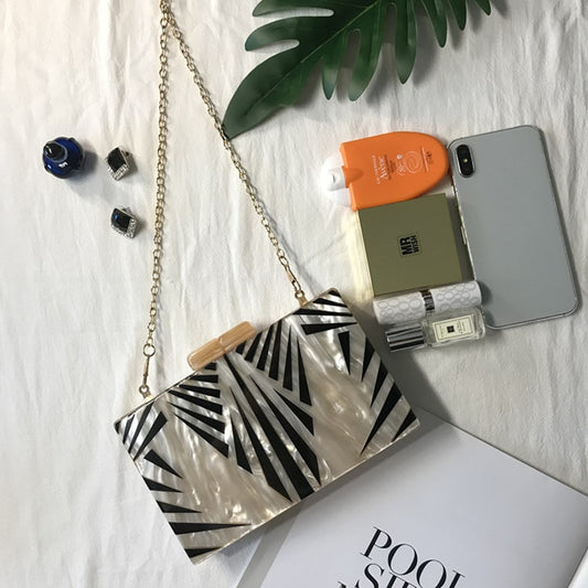 Fashion Pearlescent Acrylic Bag Chain Women Messenger Bag Geometric