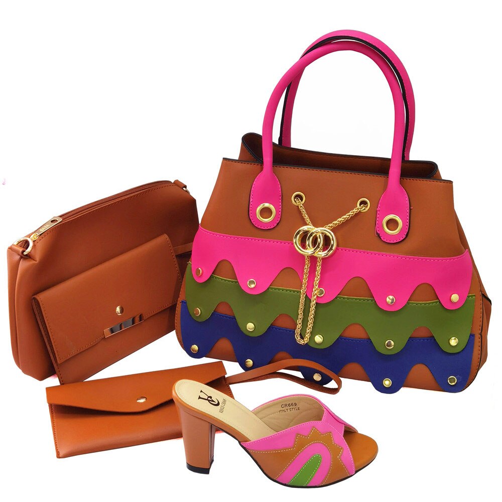 Italian Lady Shoes with Matching Bag for African Women Shoes and Bag Set