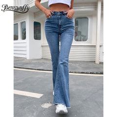 Women's Raw Hem Flare Jeans