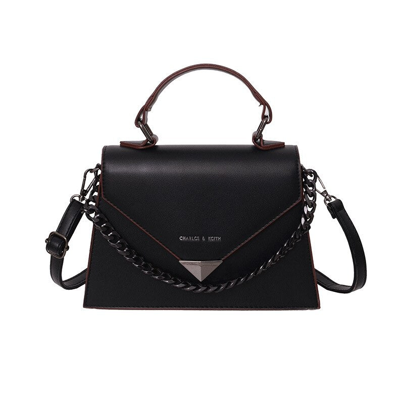 Solid Leather Crossbody Bags For Women Chain Luxury Design