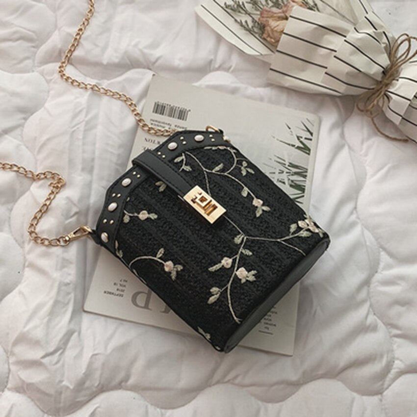Small Straw Bucket Bags For Women Summer Crossbody Bags Lady Travel