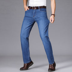 Spring and Summer Brand Fitted Straight Lightweight Jeans Classic