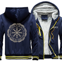 Winter Thick Mens Hoodies Viking Printing Male Jacket Hip Hop Brand