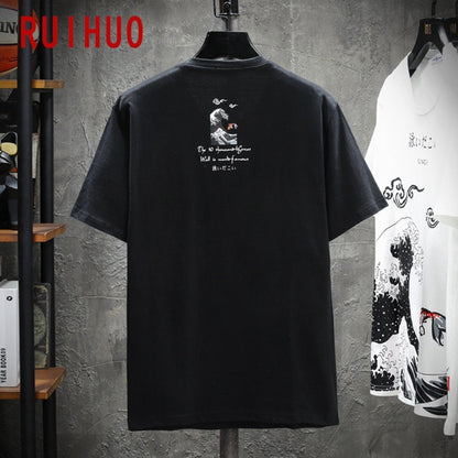 Japan Style Men T-Shirt Fashion Streetwear Black Hip Hop
