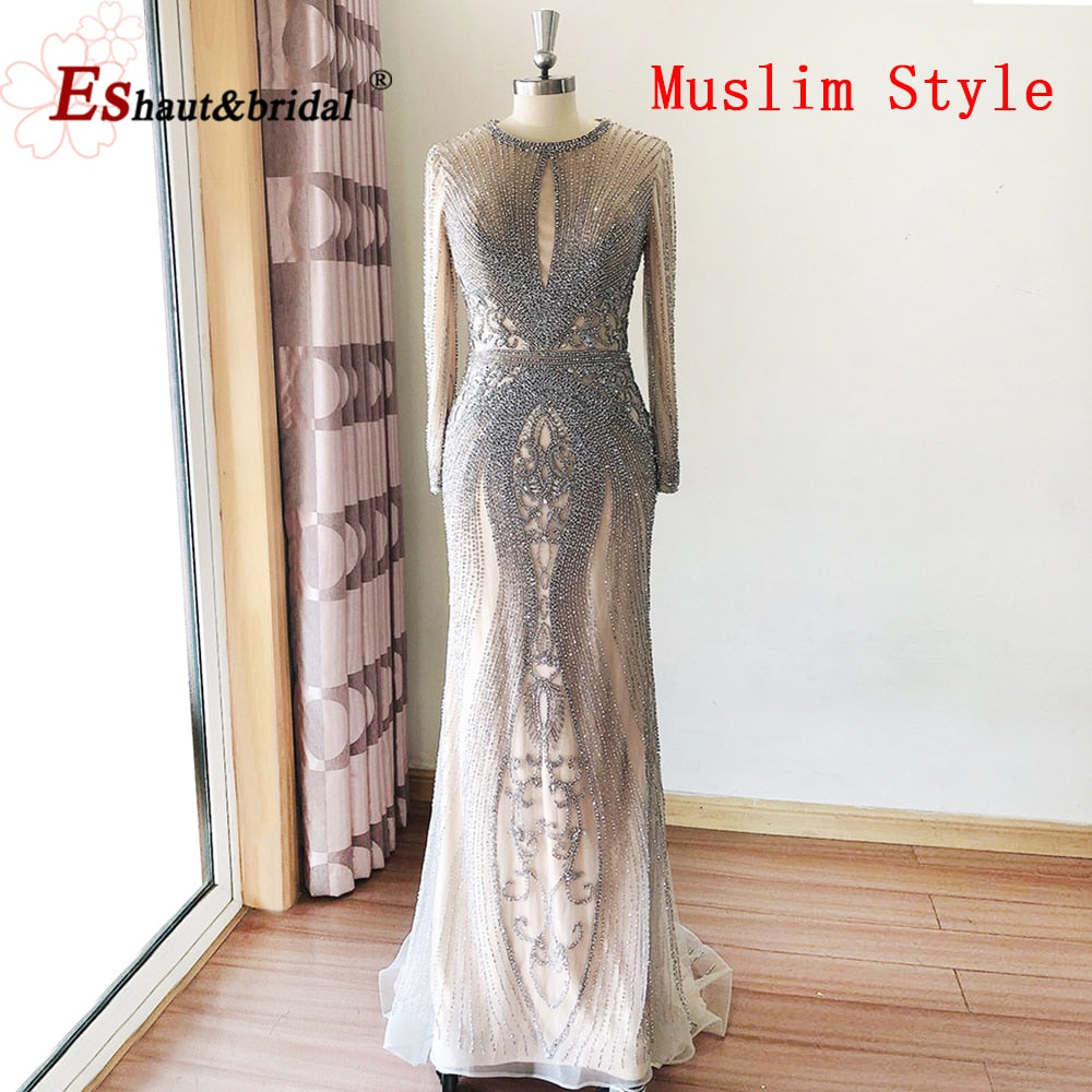 Evening wear Dresses: Wedding Evening Night Dresses Short Sleeves O Neck Beading