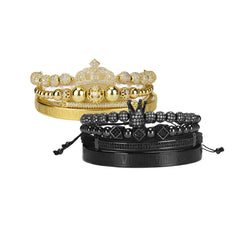 Luxury Royal King Queen Crown charms colorfast Bracelet Stainless steel CZ beads