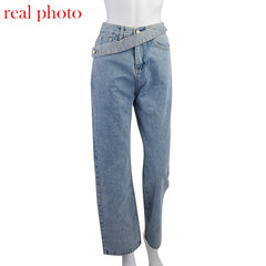 Casual Fashion Straight Denim High Waist Jeans Women Pants