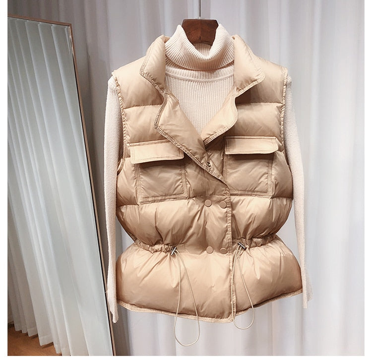 Ultra Light Down Vest Women Short Vest Windproof Lightweight Warm