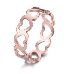 Skyrim Lovely Hollow Heart Ring Stainless Steel Romantic Rose Gold Color Casual