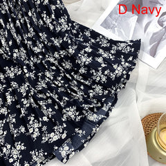 Fashion Elegant Vintage Leopard Print Pleated Skirt Elastic High Waist Long