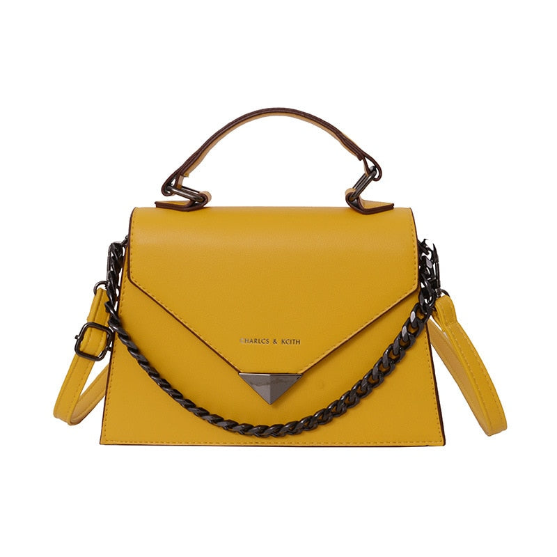 Solid Leather Crossbody Bags For Women Chain Luxury Design