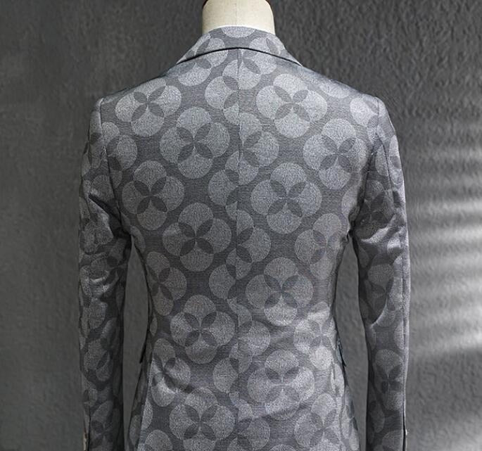 Tuxedo for Mens: Suit Men Leisure Business Formal Dress Trend Print Bridegroom