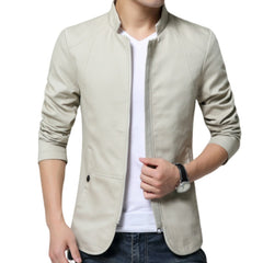 Mens Jacket Fashion Standing Collar Jacket Coats Men Slim Fit Business