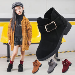 Winter Girls Winter Boots Classic Buckle Kids Ankle Boots Children Martin Boots