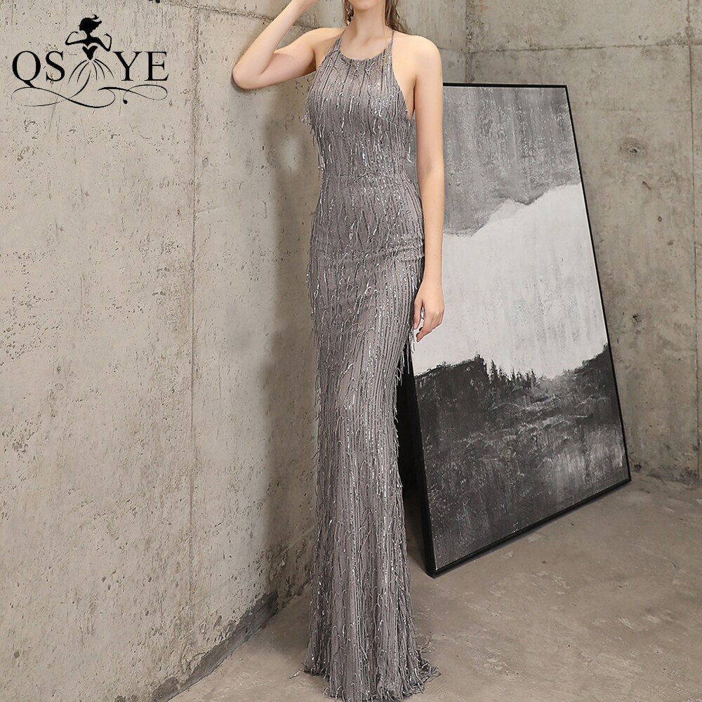Homecoming Dresses: Evening Dresses Sequin Mermaid Long Party Dress Halter Neck