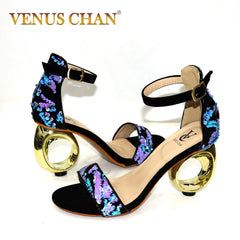Latest Design African Style Women Shoes Slippers with Metal Trim