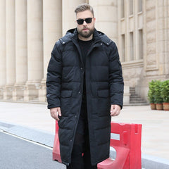 Extra Long Winter White Down Jacket Men 86% Black Cargo Thick Coat