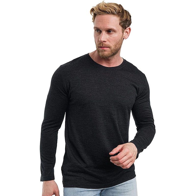 Men 100% Merino Wool Thermal long sleeve T Shirt Base Laye Merino Wool