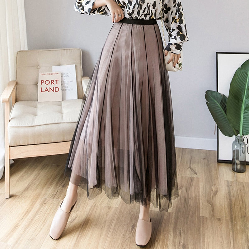 Maxi Long Tulle Skirt Women High Waist Ball Gown Skirts Spring