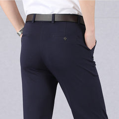 Slim High Stretch Men Casual Pants Summer Classic Solid Color