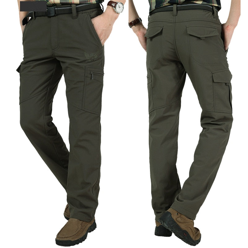 Winter Thick Fleece Warm Stretch Causal Pants Men Military SoftShell Waterproof