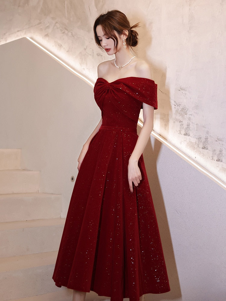 Homecoming Dresses: Off The Shoulder Evening Dress Elegant Engagement Dresses