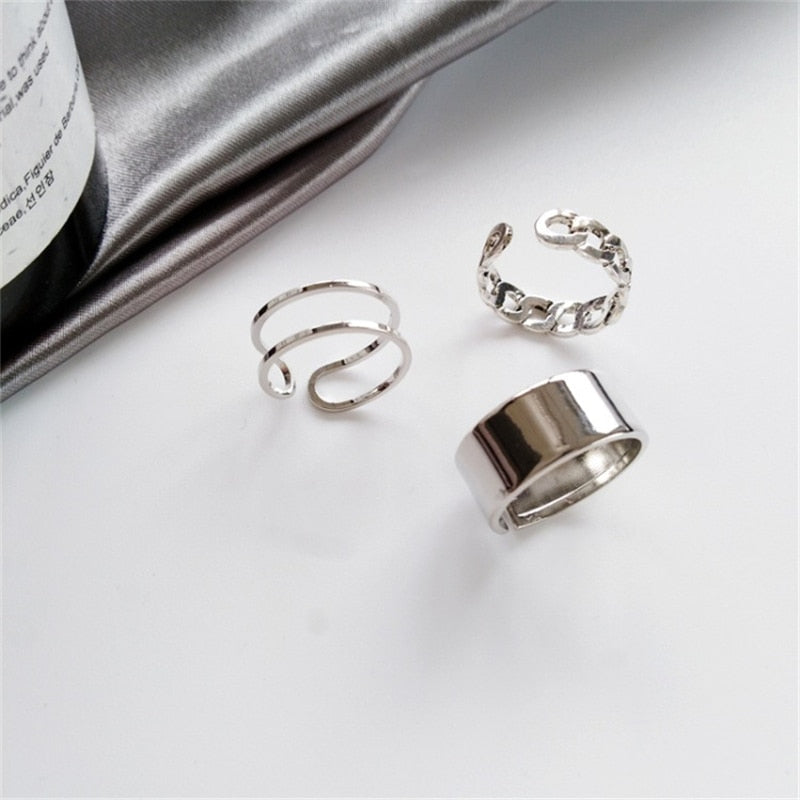 Punk Metal Geometry Circular Punk Rings Set Opening Index Finger