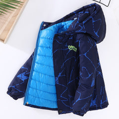 Winter Boy Cotton-padded Jacket Children Hooded Outerwear Boys Bomber Jacket